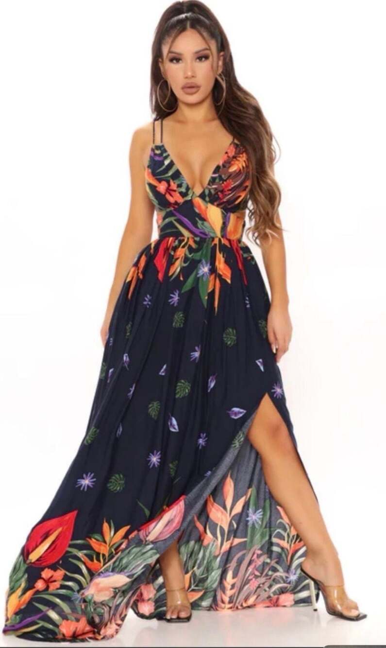 Key West Maxi Dress - Navy/combo
